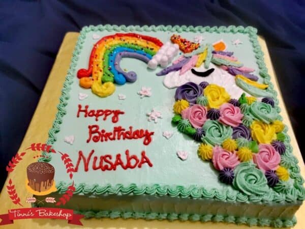 unicorn theme birthday cake