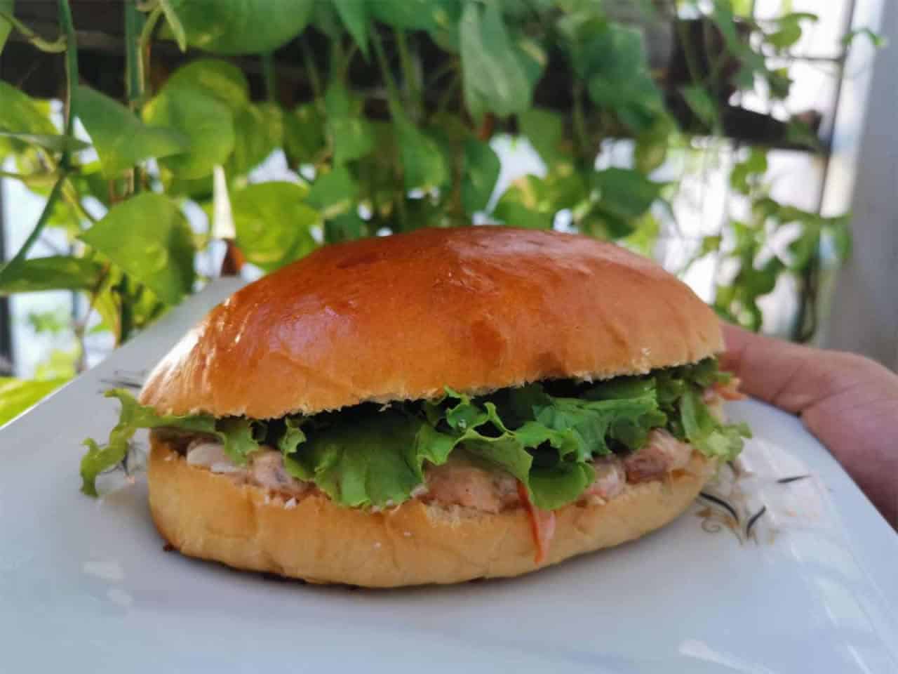 extra long juicy chicken burger