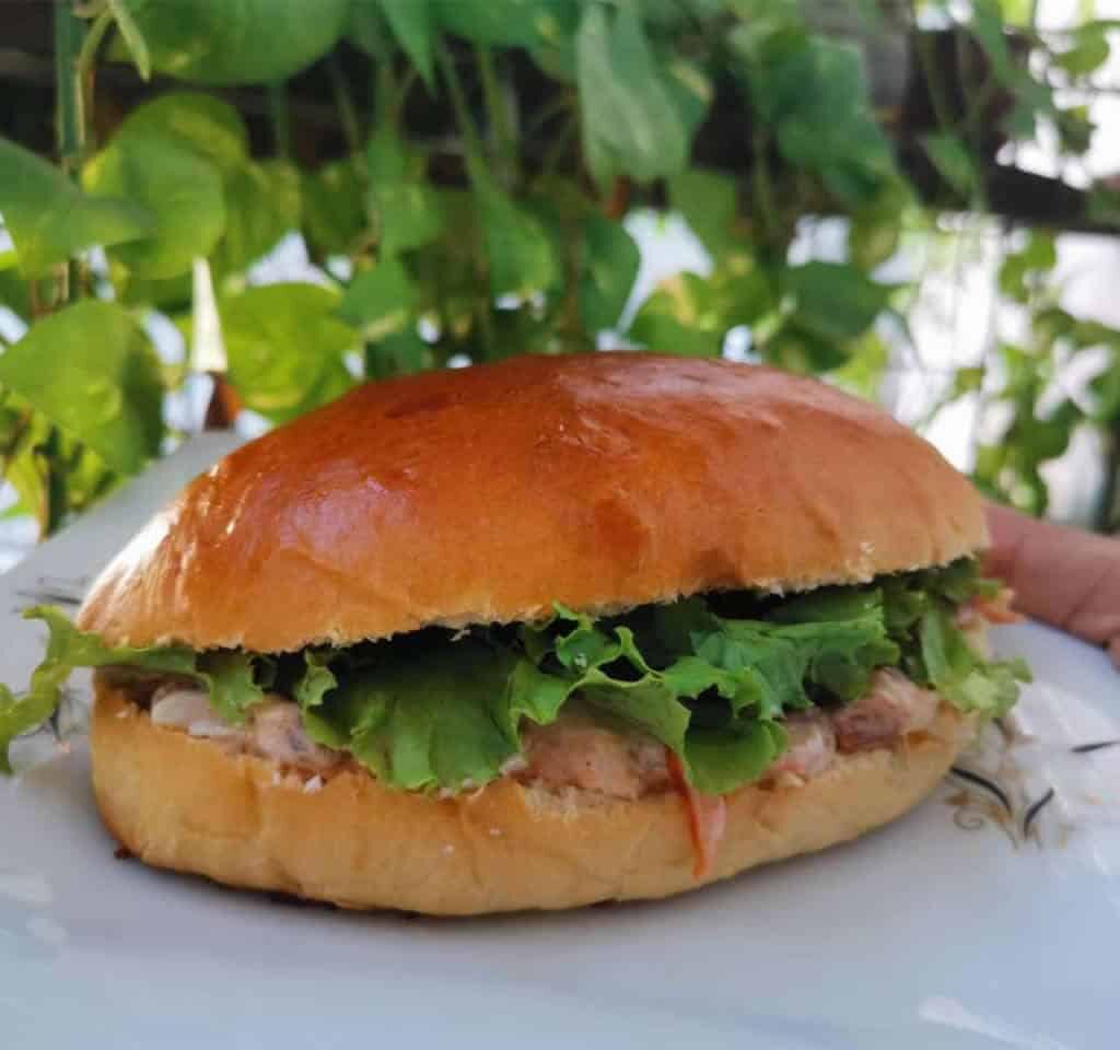 extra long juicy chicken burger