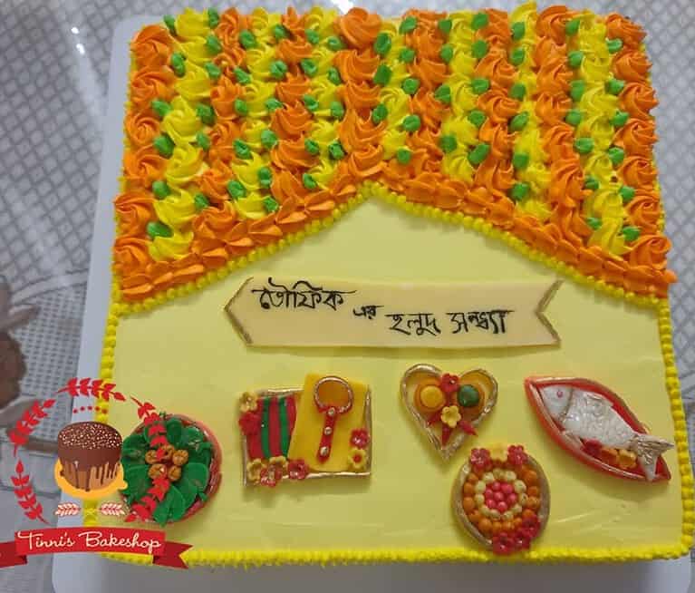 গায়ে হলুদ থিমের কাস্টম কেক — Tinnis Bakeshop